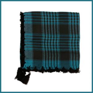 Keffieh bleu pompon noir